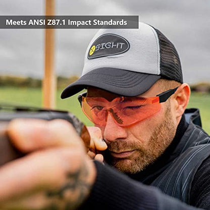 AntiFog Shooting Glasses ANSI Z87.1 Eye Protection for Indoor Oudoor - color: Vermilion Lens