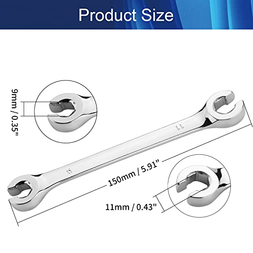 Double-ended Nut Wrench 9x11mm Flare Nut Wrench for Removing or Replacing Nuts on Fuel Brake or Air Conditioning Lines 1 Pcs - size: 9x11mm 1pcs