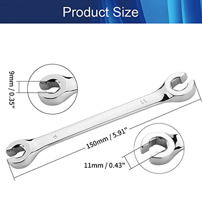 Double-ended Nut Wrench 9x11mm Flare Nut Wrench for Removing or Replacing Nuts on Fuel Brake or Air Conditioning Lines 1 Pcs - size: 9x11mm 1pcs