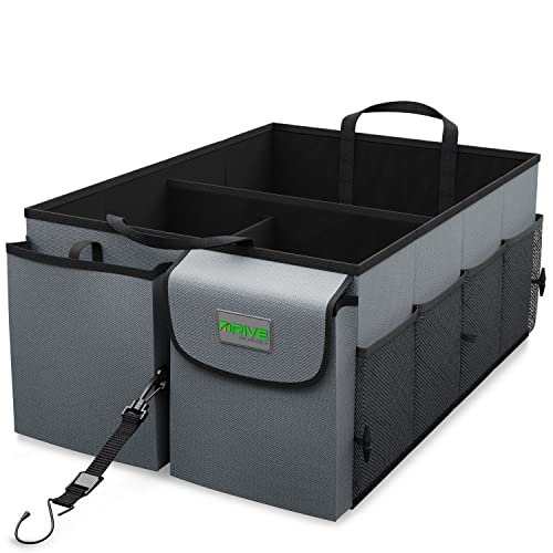 DRIVE - Car Trunk Organizer - Collapsible, Multi-Compartment Automotive SUV Car Organizer for Storage w/Adjustable Straps - Truck & Car Accessories for Women and Men - Grey - color: Gray