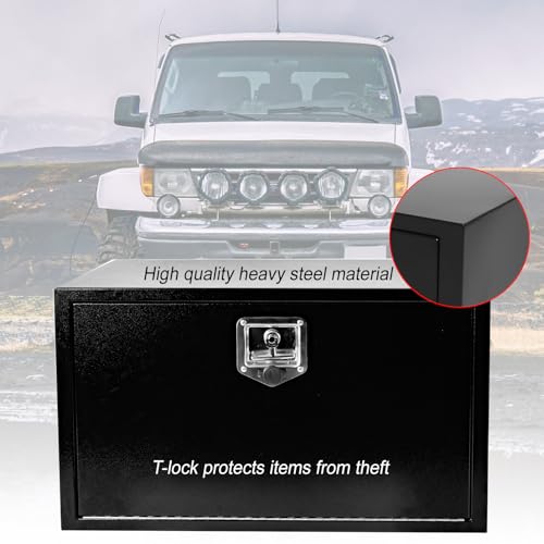 Steel Truck Tool Box,Tongue Box for Storage with Smooth Surface - Black | Steel Underbody Truck Tool Box with T-Handle Lock,Waterproof for Truck, Pickup, RV, Trailer 30" x 18" x 18" Inch - size: 30" x 18" x 18"