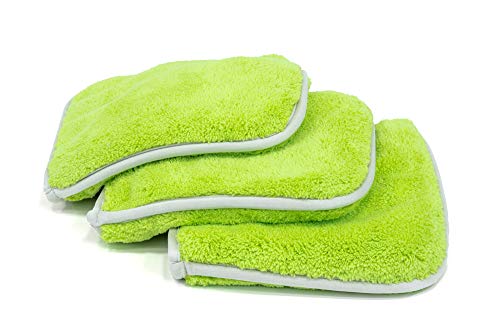 Autofiber [Double Flip] Microfiber Rinseless Wash Towel 8"x8" Blue - 3 Pack (Green) - color: Green