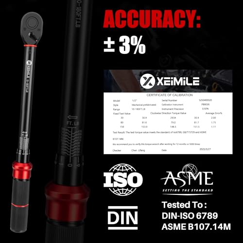 1/2-Inch Drive Click Torque Wrench-10-180 Ft-Lb for Car Motorcycle | Dual-Direction Adjustable 72T Torque Wrench( 13.6-244Nm),Dual Range Scales, High 3% Precision for Bike Auto Wheel Repair DIY - style: 1/2"DR.10-180 FT-LB