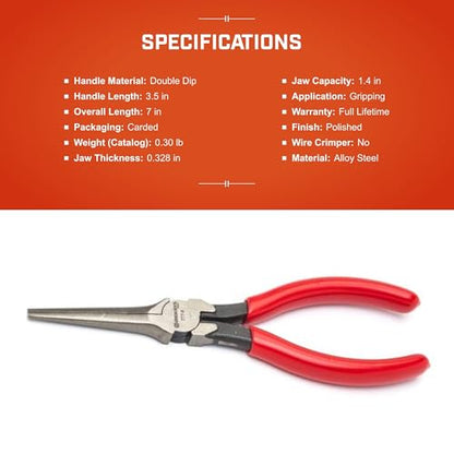 Crescent 7" Long Needle Nose Pliers - Designed for Wire Bending, Gripping & Twisting - Long Reach Pliers with Dipped Handle Grips - Electrician Tool - 7777CVN
