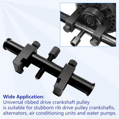 ZKTOOL Universal Ribbed Drive Crankshaft Pulley Puller Kit for Pulley Size From 35mm-160mm in Diameter Kit for V-ribbed Belt Pulleys On Crankshafts, Alternators, Air Conditioning Units, Water Pumps...