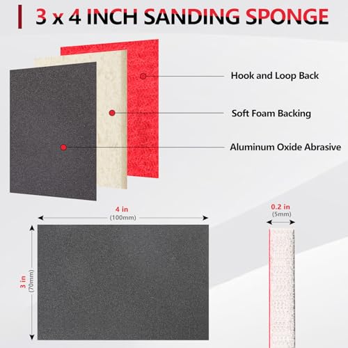 32 PCS 1000 Grit Sanding Sponge, Soft and Flexible Sandpaper Block | 3 x 4 Inch, Hook and Loop, Wet and Dry Use, Washable and Reusable, Tear-Resistant Polishing Pads for Metal Auto Paint Wood - style: 32Pcs 1000Grit