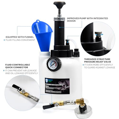 SMOTIVEPRO 3L Manual Brake Bleeder Fluid Pump and 1L Waste Oil Bottle | One Man Professional Brake Bleeder Kit Compatible with Chrysler/Dodge/Ford/Jeep/Infinity/Mazda/Jaguar - size: 50.9mm Adapter for Jeep/Dodge/Ford/Chrysler