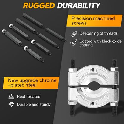 12-Piece Bearing Separator and Puller Set 5 Ton Capacity | Heavy Duty Bearing Splitter Puller Kit with 2" and 3" Jaws, Bearing Puller Set with Pinion Wheel and Hub Axle Removal Tool - color: Red