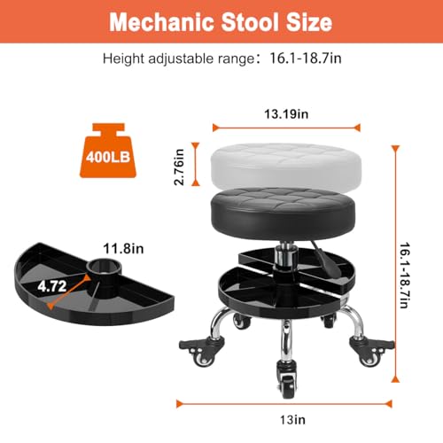 FLOLXNB Garage Mechanic Stool with Storage Tray,Low Height Rolling Shop Stools, Rolling Mechanics Seat Chair Height Adjustable, Rolling Shop Chair, Work Stool Creeper Seat (Style 2) - style: Style 2