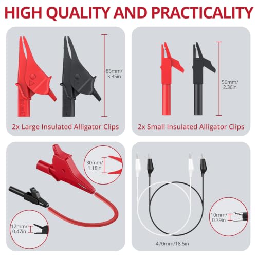 BTNTA 30PCS Silicone Multimeter Test Leads Kit CAT III 1000V 20A | Replaceable Probes, Alligator Clips, Test Hooks, Tweezers, 4mm Banana Plug for Automotive Home Industrial Electrical Testing - style: 30PCS
