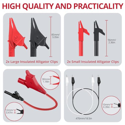BTNTA 30PCS Silicone Multimeter Test Leads Kit CAT III 1000V 20A | Replaceable Probes, Alligator Clips, Test Hooks, Tweezers, 4mm Banana Plug for Automotive Home Industrial Electrical Testing - style: 30PCS