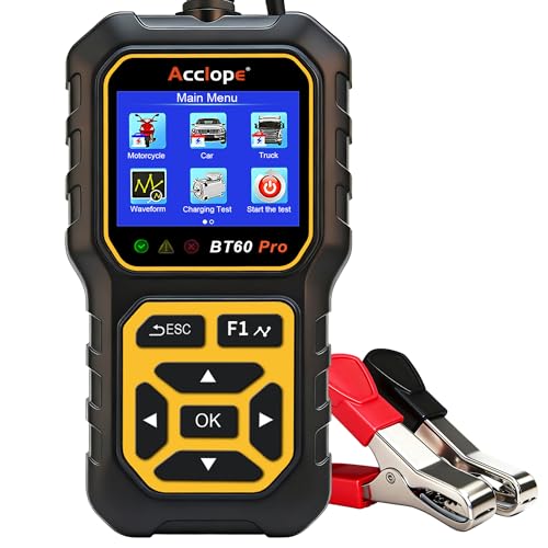 BT60 PRO Car Battery Tester 6V/12V/24V, 2–120Ah, 100–3000 CCA, AGM/Gel/Lithium, Alternator & Starter/Charging System Analyzer, QR Cloud Report (No App), Digital Analyzer - color: Black-Yellow