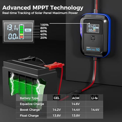 Aerospace-Grade Aluminum Voltset MPPT Solar Charge Controller : Display for Gel AGM Lead-Acid Lithium LiFePO4 Battery (Aerospace-Grade Aluminum MPPT Solar Charge Controller) - style: Aerospace-grade aluminum MPPT Solar Charge Controller