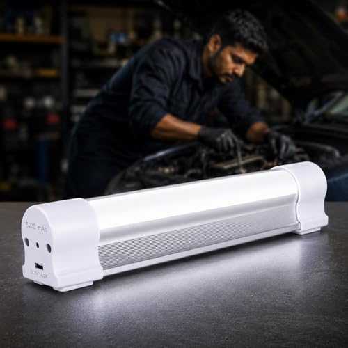 LETOUR Rechargeable Light LED Tube Magnetic Light 4000Lumens 5200mAh 5 Levels Dimming Camping Lantern USB Rechargeable Portable Lights with 2 Magnets Endurance for 60 Hours - size: 8.66in