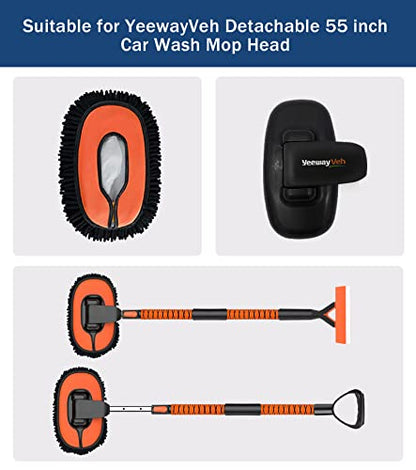 YeewayVeh Car Wash Brush Replacement Cover, Soft Microfiber Car Wash Mop Head Compatible with 55" Long Handle Car Wash Brush and 15° Curved Pole Car Wash Mop, Orange - color: Orange (Brush Head)
