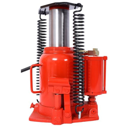 Air Hydraulic Bottle Jack, Heavy Duty Pneumatic Truck Jack with Height Adjustments, Dual Use Manual Pump, 32 Ton Welded Bottle Jack for Auto Repair Industrial Engineering,Red - color: Red