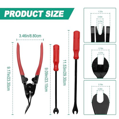 3 Pcs Auto Clip Pliers & Fastener Remover Set, Car Trim Rivet Removal Pry Tool Repair Kit with Storage Bag for Automotive Door Panel Dashboard Upholstery Plastic Fasteners