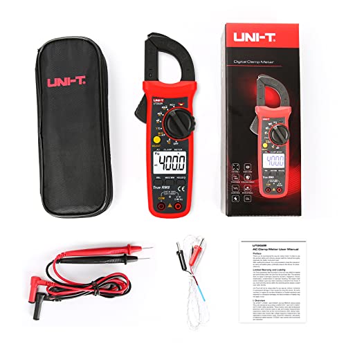 UNI-T Digital Clamp Meter UT202R AC Current TRMS Volt Amp Ohm Meter HVAC Clamp On Multimeter, Auto Ranging 4000Counts Temperature AC DC Voltage Frequency Resistance Capacitance Continuity Diode Tester - size: UT202R