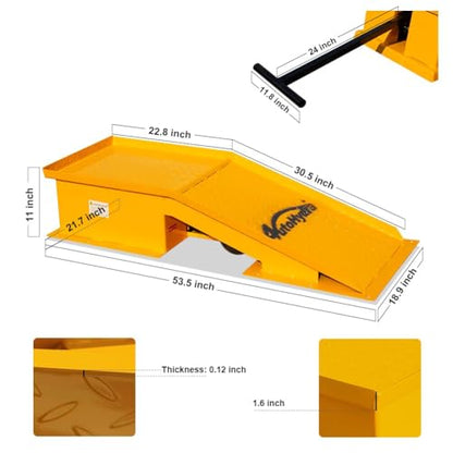Heavy Duty Truck Ramps for Oil Changes, 20 Ton Capacity Car & Truck Service Ramps, Wide Wheel Lift Ramps for Maintenance, Pair, Yellow