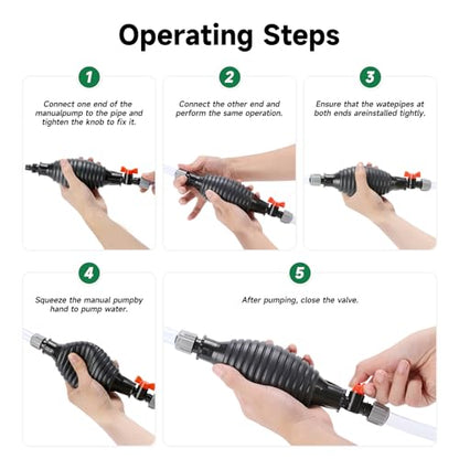 6FT Siphon Components Kit, Portable Manual Oil Sucker Pump, with Hose, Hose Retainer Clip, Copper Jiggler, Zip Ties, Shut-off Valve & Spring for Efficient Liquid Transfer - size: 6ft kit