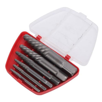 Alomejor Screw Extractor Set Steel Hardened Damaged Screw Extractor Kit 6 Sizes Portable Case for Removing Broken Rusted Screws and Bolts in Automotive Home Machinery Repair