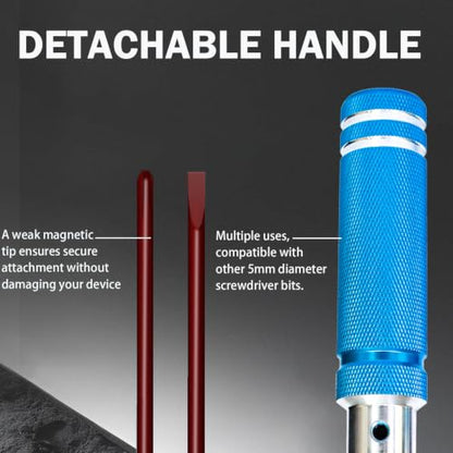 Long Screwdriver 10.5 Inch Flat Head Screwdriver | Aluminum alloy handle with detachable design, red coated rust-resistant tip, high torque durable screwdriver for heavy use