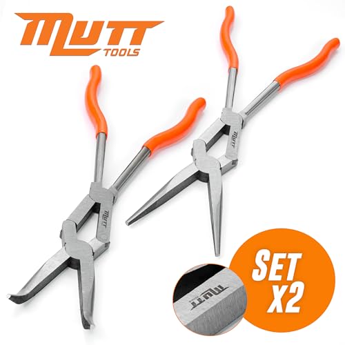 Mutt Tools 13 Inch Long Needle Nose Pliers Extra Long Reach Set | 13 Inch, Needle Nose, CRV Steel, Serrated Tips, Long Reach