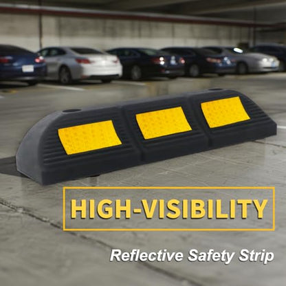 Parking Stopper for Garage Floor, Heavy Duty Rubber Car Wheel Curb Stoppers Bumpers Block for Your Vehicle, Parking Aid Gadgets Tire Stops for Home Garage Wall, Parking Lot & Driveway 2 Pcs - size: 3.5''Height2Pcs
