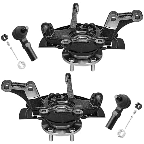 Detroit Axle - Front 4pc Steering Knuckles Kit for 2002-2006 Nissan Altima 2004-2008 Maxima, 2 Steering Knuckles & Wheel Bearing Hubs 2 Outer Tie Rods Replacement - size: 4SU48742/Kit
