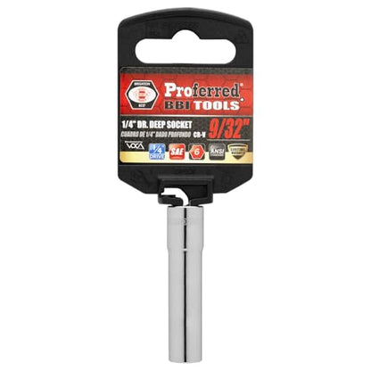 S15109 1/4" Drive SAE Socket, 9/32" Deep 6 Point - size: 9/32 INCH, style: DEEP