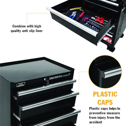 Olympia Tools 27-Inch Rolling Tool Cabinet with 4 Drawers - Mobile Tool Chest with Ball Bearing Slides and Fully Extendable Drawers for Garage Storage - size: 27-Inch Rolling Tool Cabinet