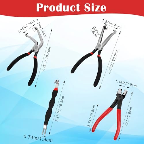 4PCS Electrical Disconnect Pliers, Straight and 60°Electrical Connector Separator Tools Plug Disconnect Pliers for Car