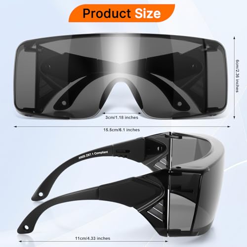 OXG Anti Fog Safety Glasses, ANSI Z87.1 Protective Eyewear with Side Shields, UV Protection Lens, Adjustable Temples - color: 2 Pack Grey