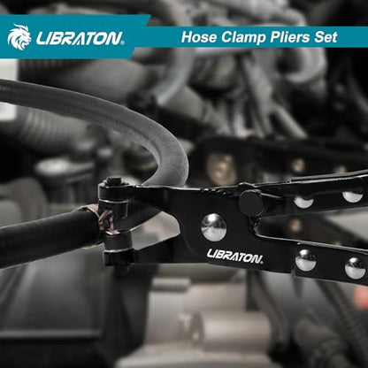 LIBRATON 2PCS Hose Clamp Pliers Set, Hose Clamp Tool, Hose Removal Pliers | for Fuel Oil Water Pipe, Swivel Hose Clamp Tool for Removal and Installation with Storage Pouch - size: hose clamp pliers+hose remover pliers