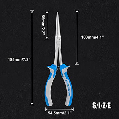 SPEEDWOX 7 Inches Long Reach Needle Nose Pliers Slim Extra Long Nose | Smooth Jaw Mini Precision Wire Looping, Fine Tips Pliers for Jewelry Making, Bending Wire and Small Object Gripping - style: Needle Nose Pliers