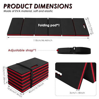 Mechanic Mat, 1.2" Extra Thick Foldable Kneeling Pad with Handle and Storage Belt, 46 x 15.8 inch Waterproof Non Slip EVA Cushion Mat for Garage Workshop Repairing Gardening