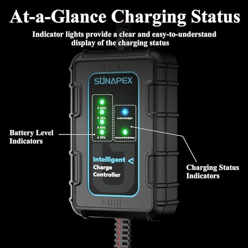 SUNAPEX 50W Solar Panel Kit 12V Solar Battery Charger Maintainer | IP67 Waterproof,Solar Trickle Charger, With Smart Charge Controller for Car, Motorcycle, Boat, Marine, RV, Trailer, Truck - size: 50W - Standard