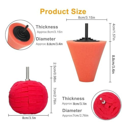 6PCS 3 Inch Shank Car Wheel Hub Polishing Sponge Pads Kit Buffing Set