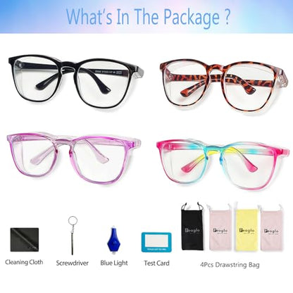 Feaglo Safety Glasses, Anti Fog Safety Goggles for Women Men, Blue Light Blocking Stylish Eye Protection Glasses Side Shield - color: Tea Leopard+black+rainbow+purple