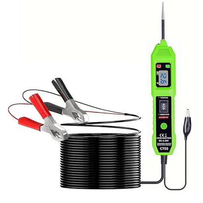 CT03 Power Circuit Tester, 6-24V DC Test Light Short Circuit, Automotive Component Electrical Polarity Identify Continuity Tester, Overload Protection - color: Green