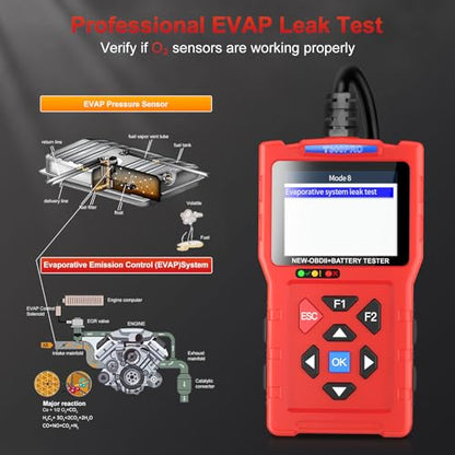 TopDiag T300PRO Car Code Reader & 12V/24V Battery Tester, Automotive Scan Tool for Check Engine Light, Live Data, and Car Battery Health Analyzer for DIYer - color: T300PRO-RED
