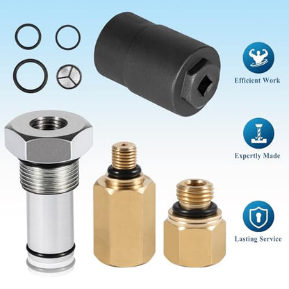 Bonbo 6.0 IPR Valve Socket & Oil Rail Adapters Kit & 6.0 High Pressure Oil Pump IPR Valve Air Test Fitting Tool with Seal Kit, Fits for Ford 6.0L Powerstroke Diesel Engine (8 Pack) - size: 8PCS Set