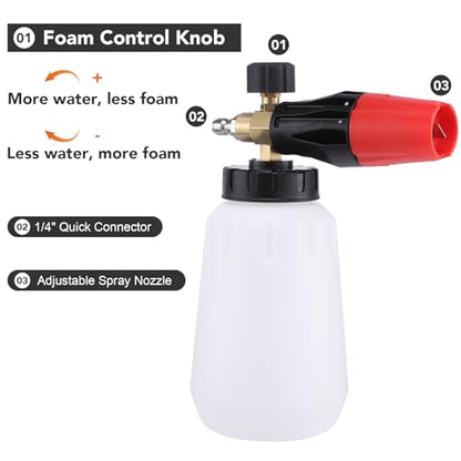 18-Pc Pressure Washer Accessory Kit with Foam Cannon, 5000 Psi | M22 14/15 Mm & 3/8 In Fit, 1/4 In Quick Connect, 6 Nozzle Tips, Brass/Stainless Steel, For Car, Siding, Gutter Cleaning - size: Extension Wands Kit