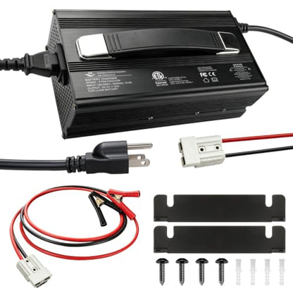 24V 20A LiFePO4 Battery Charger, 29.2V Smart Lithium Charger with Anti-Spark Technology & 0V Wake-Up, Active PFC for Off-Grid Systems, Includes Wall Mount Bracket & Adapter - size: 24v 20a