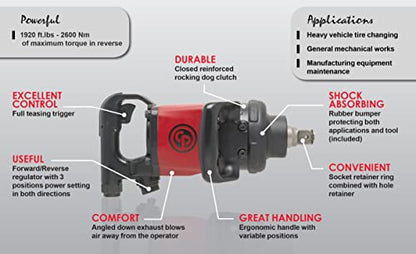 Chicago Pneumatic CP7782-SP6 Impact Wrench (#5 Spline), 6 Inch Ext. Anvil, Air Gun Industrial Repair & Assembly Tool, D-Handle, Pinless Rocking Dog, Max Torque Output 1920 ft. lbf/2600 Nm, 5200 RPM - size: 6-Inch, style: Tool - Extended Anvil with #5 Spli