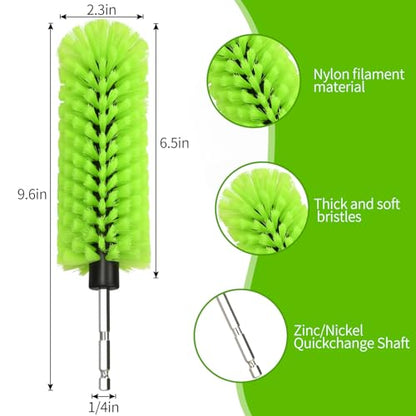 1 Pack Drill Brush for Car Wheel and Bottle(Green) | for Wheels, Rims, Engines, Exhaust, Bottle - color: 1 Pack Green