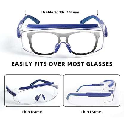 Anti Fog Safety Glasses Wraparound Safety Goggles Impact Resistance Lens Adjustable, Goggles Over Eyeglasses