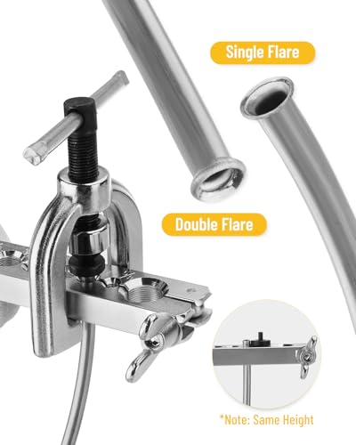 25 ft 3/16in Zinc-Plated Brake Line Flaring Tool Kit, Includes 3-in-1 Tube Bender, Double & Single Flaring Tool Set, 1 Tube Cutter, 2 Threads Unions, 20 Fittings - color: 3/16 in Zinc-Plated