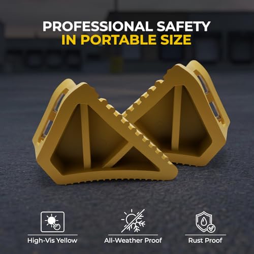 LADWA Heavy Duty Wheel Chocks 2-Pack - Solid Rubber Non-Slip Durable Yellow Wheel Chock for Car, Travel Trailers, RV, Truck, and ATV - All Weather Use(Yellow, 2 PC) - color: Yellow