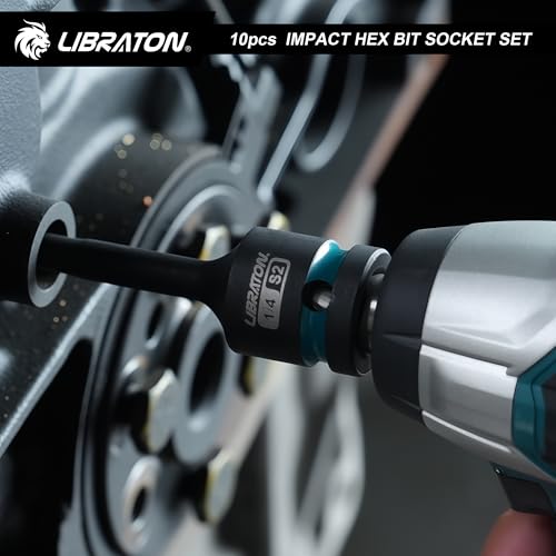 LIBRATON Impact Hex Bit Socket Set, 1/2" Dr, S2 Steel, High Torque Sockets | 10PCS (SAE 1/4"-3/4") for Professional Mechanics & Automotive Repair (XPE Storage Case) - style: SAE